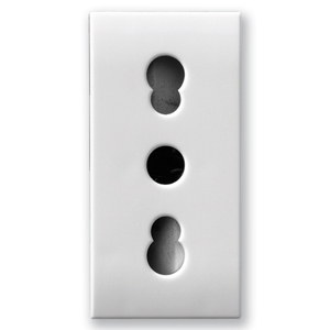 presa bipasso domus s44, colore ral 9010, 2p+t 10/16a 250v - - finitura lucida - 1 mod. - AVE 441006/15TS
