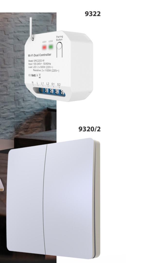 KIT FEB ELETTRICA RELÈ TAPPARELLE DOPPIO + PULSANTE WIRELESS SINGOLO FEB 9304 - FEB ELETTRONICA SRL 9304