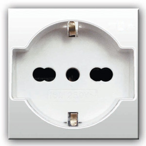 PRESA SCHUKO DOMUS S44 COLORE RAL 9010, 2P+T 10/16A 250V FINITURA LUCIDA 2 MODULI - AVE 441090/15TS