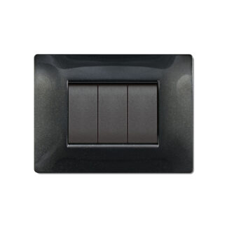 PLACCA MYLIFE Q 3 MODULI COLORE NERO GLITTERING ETN ECL2883NG - ELETTROCANALI ECL2883NG