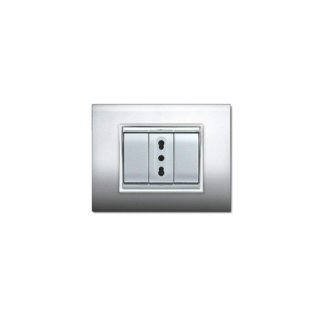 PLACCA NEW PRESTIGE 3 MODULI COLORE ALLUMINIO CHIARO ECL3083AC - ELETTROCANALI ECL3083AC