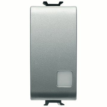 INTERRUTTORE BIPOLARE 250V ac - 16AX ILLUMINABILE - CON LENTE NEUTRA SOSTITUIBILE - 1 MODULO - TITANIO - CHORUSMART - GEWISS GW14005