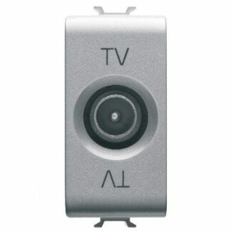 PRESA COASSIALE TV SCHERMATURA CLASSE A - CONNETTORE IEC MASCHIO 9,5mm - PASSANTE 5 dB - 1 MODULO - TITANIO - CHORUSMART - GEWISS GW14362
