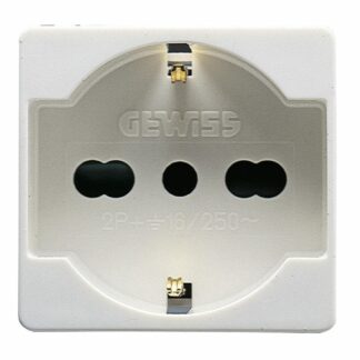 PRESA STANDARD ITALIANO/TEDESCO 250V ac - 2P+T 16A BIVALENTE - P40 - 2 MODULI- SYSTEM WHITE - GEWISS GW20246