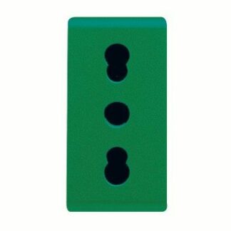 PRESA STANDARD ITALIANO 250V ac - PER LINEE DEDICATE - 2P+T 16A BIVALENTE - P17-11 - 1 MODULO - VERDE - SYSTEM - GEWISS GW20281