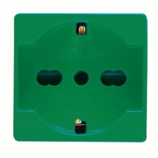 PRESA STANDARD ITALIANO/TEDESCO 250V ac - PER LINEE DEDICATE - 2P+T 16A BIVALENTE - P40 - 2 MODULI - VERDE - SYSTEM - GEWISS GW20282