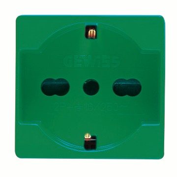 PRESA STANDARD ITALIANO/TEDESCO 250V ac - PER LINEE DEDICATE - 2P+T 16A BIVALENTE - P40 - 2 MODULI - VERDE - SYSTEM - GEWISS GW20282