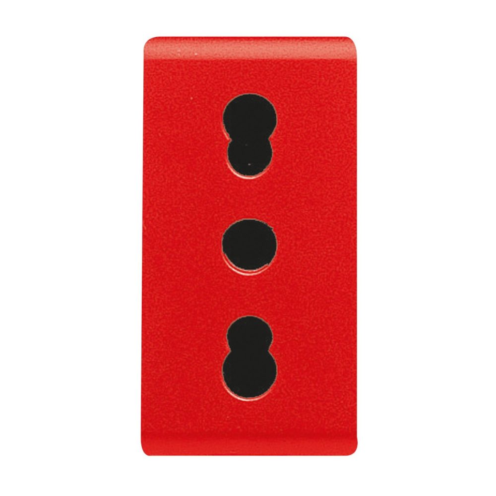PRESA STANDARD ITALIANO 250V ac - PER LINEE DEDICATE - 2P+T 16A BIVALENTE - P17-11 - 1 MODULO - ROSSO - SYSTEM - GEWISS GW20295