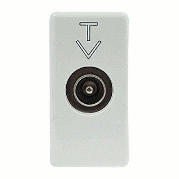 PRESA COASSIALE TV SCHERMATURA CLASSE A - CONNETTORE IEC MASCHIO 9,5mm - DIRETTA CON PASSAGGIO DI CORRENTE - 1 MODULO - SYSTEM WHITE - GEWISS GW20381