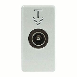 PRESA COASSIALE TV SCHERMATURA CLASSE A - CONNETTORE IEC MASCHIO 9,5mm - PASSANTE 10 dB - 1 MODULO - SYSTEM WHITE - GEWISS GW20382
