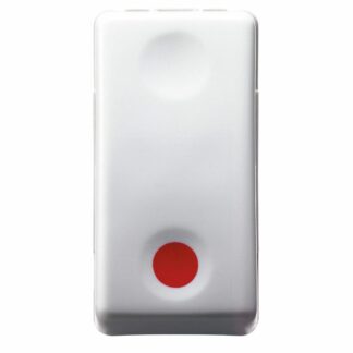 PULSANTE UNIPOLARE 250V ac - NC 10A - CONTATTO AUSILIARE NA - ARRESTO - SIMBOLO ROSSO - 1 MODULO- SYSTEM WHITE - GEWISS GW20523
