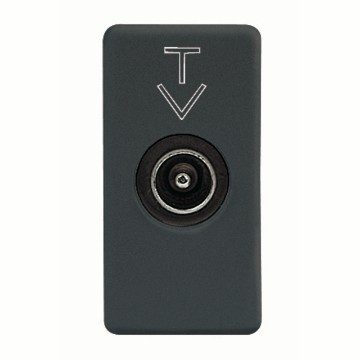 PRESA COASSIALE TV SCHERMATURA CLASSE A - CONNETTORE IEC MASCHIO 9,5mm - DIRETTA CON PASSAGGIO DI CORRENTE - 1 MODULO - SYSTEM BLACK - GEWISS GW21381