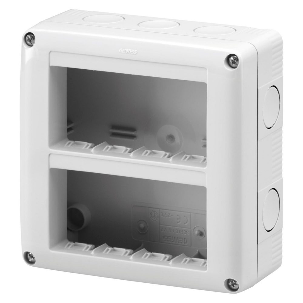 CONTENITORE PER APPARECCHI SYSTEM - VERTICALE PROTETTO - 8 POSTI - MODULO 4x2 - GRIGIO RAL 7035 - IP40 - GEWISS GW27023