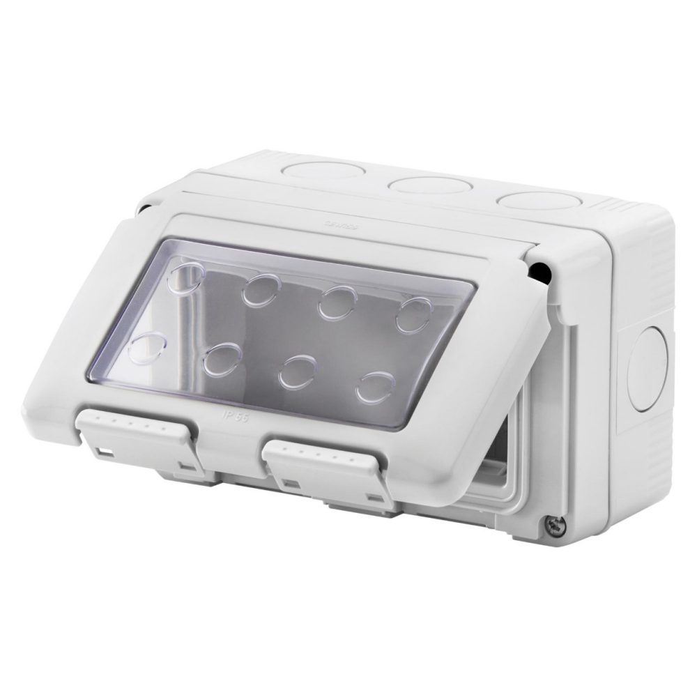 CONTENITORE PER APPARECCHI SYSTEM - STAGNO - 4 POSTI - GRIGIO RAL 7035 - IP55 - GEWISS GW27044