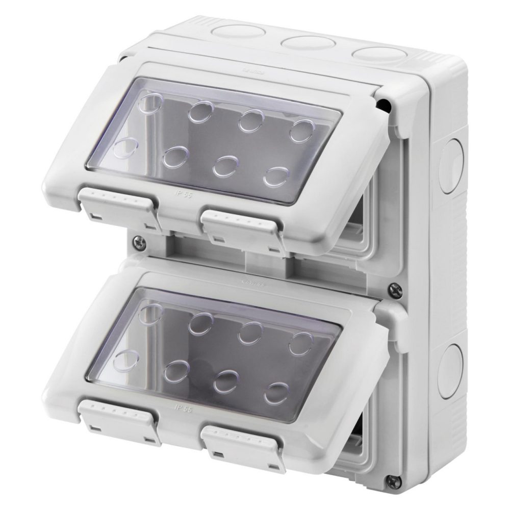 CONTENITORE PER APPARECCHI SYSTEM - VERTICALE STAGNO - 8 POSTI - MODULO 4X2 - GRIGIO RAL 7035 - IP55 - GEWISS GW27051