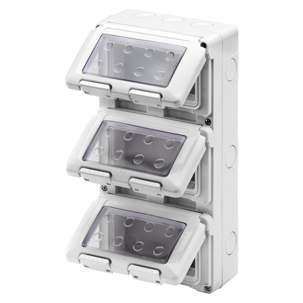 CONTENITORE PER APPARECCHI SYSTEM - VERTICALE STAGNO - 12 POSTI - MODULO 4X3 - GRIGIO RAL 7035 - IP55 - GEWISS GW27052