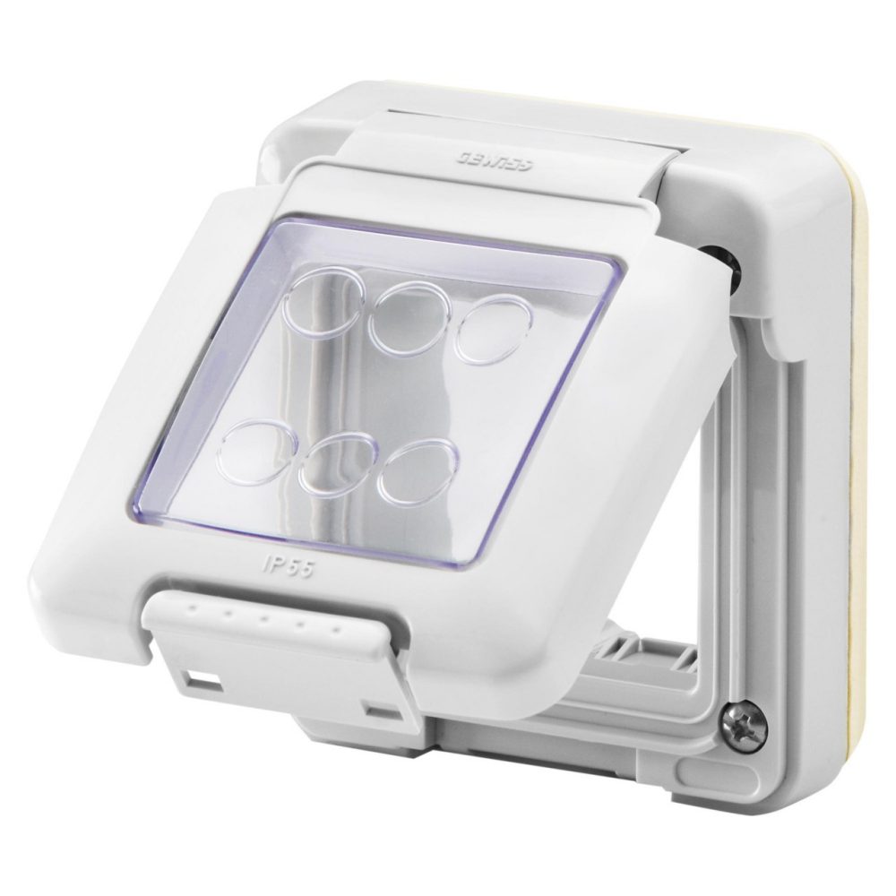 COMBI IN - CALOTTA STAGNA 2 POSTI - SYSTEM - IP55 - GRIGIO RAL 7035 - GEWISS GW27401