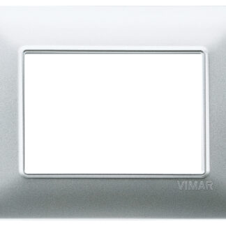 PLACCA 3 MODULI TECNOPOLIMERO COLORE ARGENTO OPACO VIM 14653.20 - VIMAR 14653.20